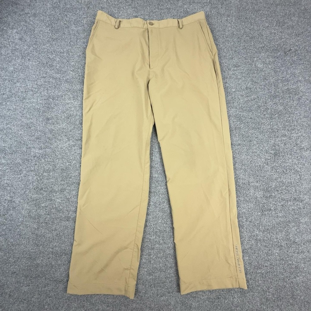 Under Armour Pants Mens 38x31 Beige Microfiber Stretch Golf Chino Casual